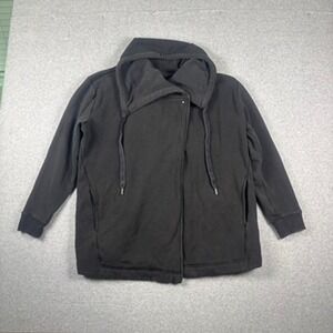 Zella Studio Luxe Active Jacket Women's Black Drawstring Collar Zip-Up